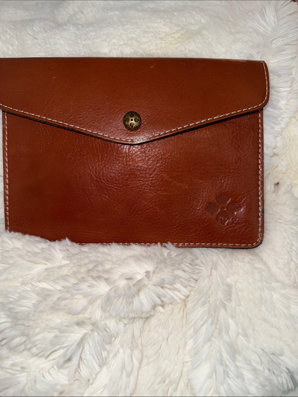 Patricia Nash Chestnut Brown Leather Envelope Wristlet